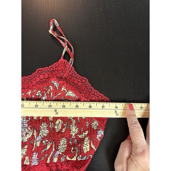 Intimately Free People Last Night Mini Dress Red Yellow Floral Size Large - Picture 8 of 15